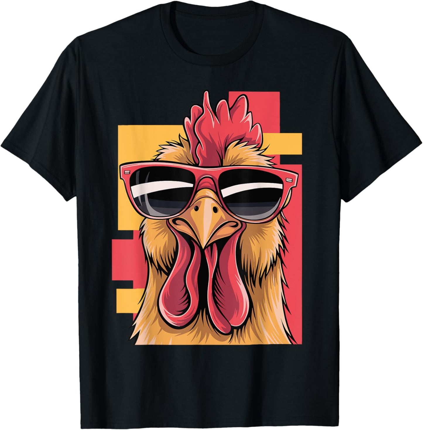 Funny Rooster Wearing Sunglasses Graphic Vintage Chicken T-Shirt - T-Shirt | Black