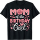 Mom Of The Birthday Girl Family Pink Coquette Bow B-day Girl T-Shirt - T-Shirt | Black