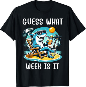 Cool Shark 2025 Week Guess What Week Is It Shark Lover Trip T-Shirt - T-Shirt | Black