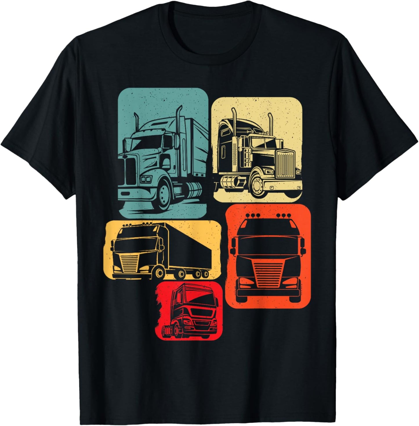 Routier Camion Chauffeur Conducteur Poids Lourds Retro T-Shirt - T-Shirt | Black