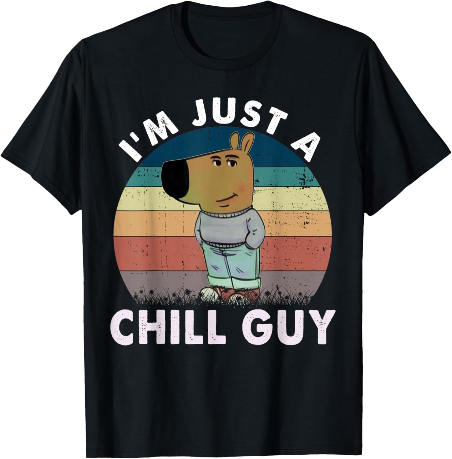 Vintage I'm Just A Chill Guy Funny Meme T-Shirt - T-Shirt | Black