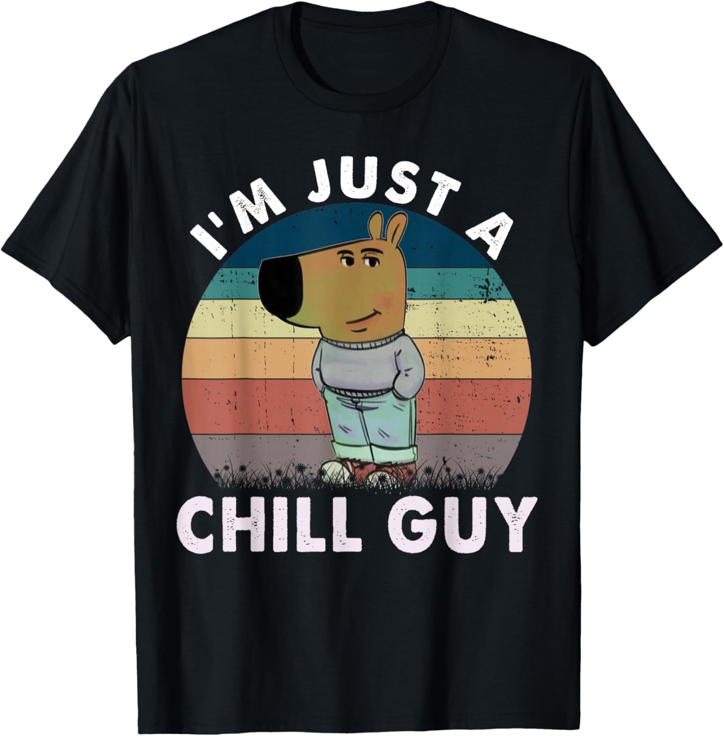 Vintage I'm Just A Chill Guy Funny Meme T-Shirt - T-Shirt | Black