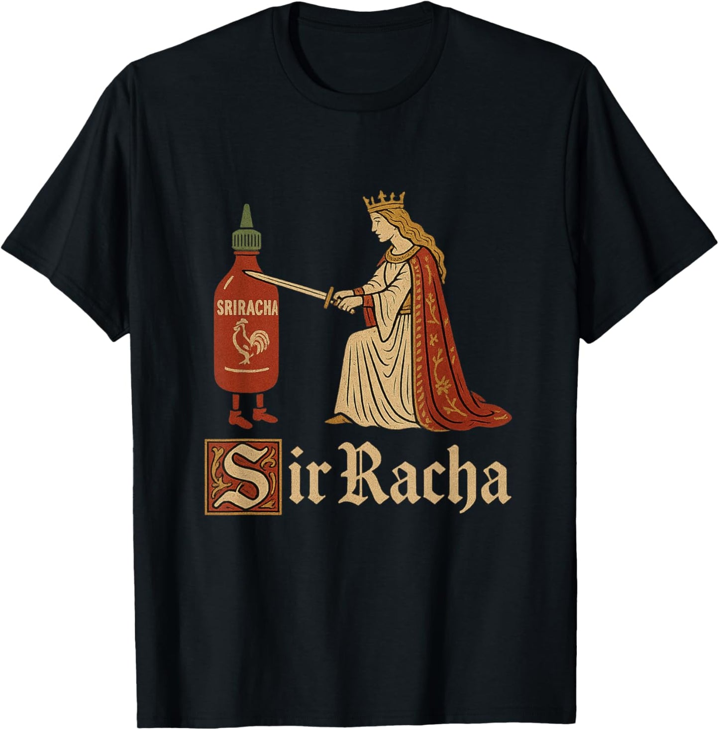 Sir Racha Sriracha Funny Gen Z Brain Red Meme Raunchy Humour T-Shirt - T-Shirt | Black