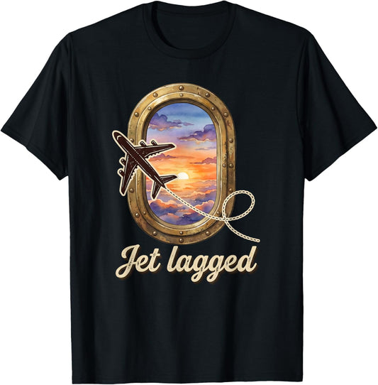 Flight Attendant Jet Lagged Stewardess Aviation T-Shirt - T-Shirt | Black