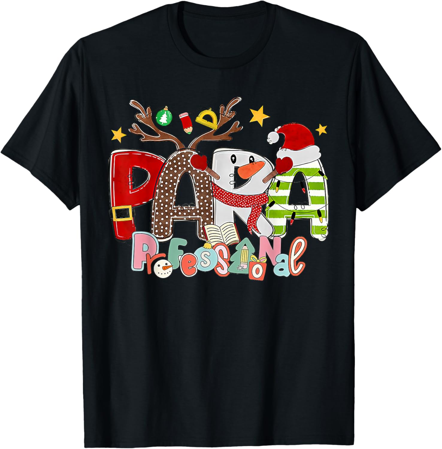 Paraprofessional, Para Squad, Christmas Para Teacher Aide T-Shirt - T-Shirt | Black