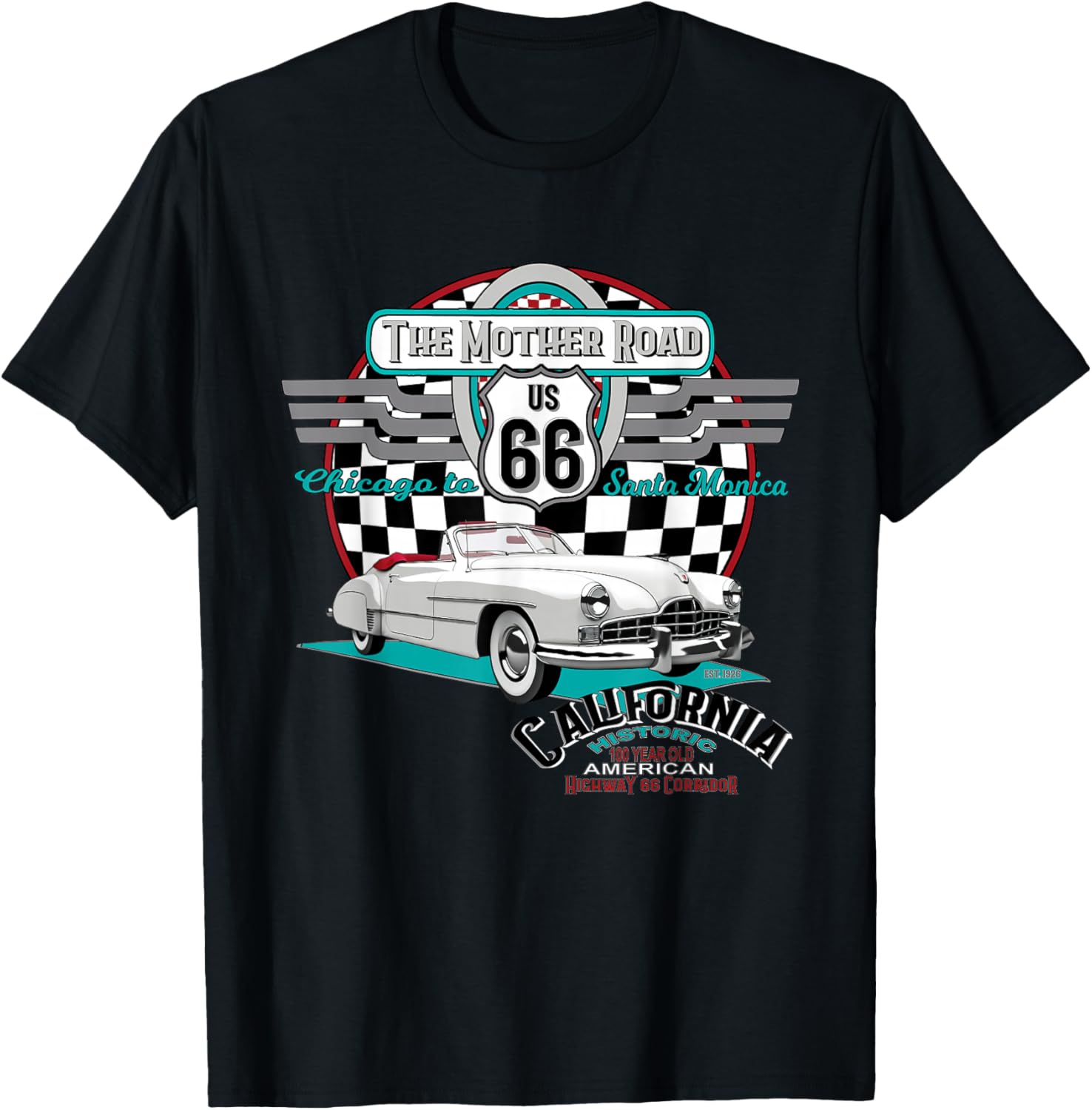 California US Highway 66 Historic Chicago to Santa Monica T-Shirt - T-Shirt | Black
