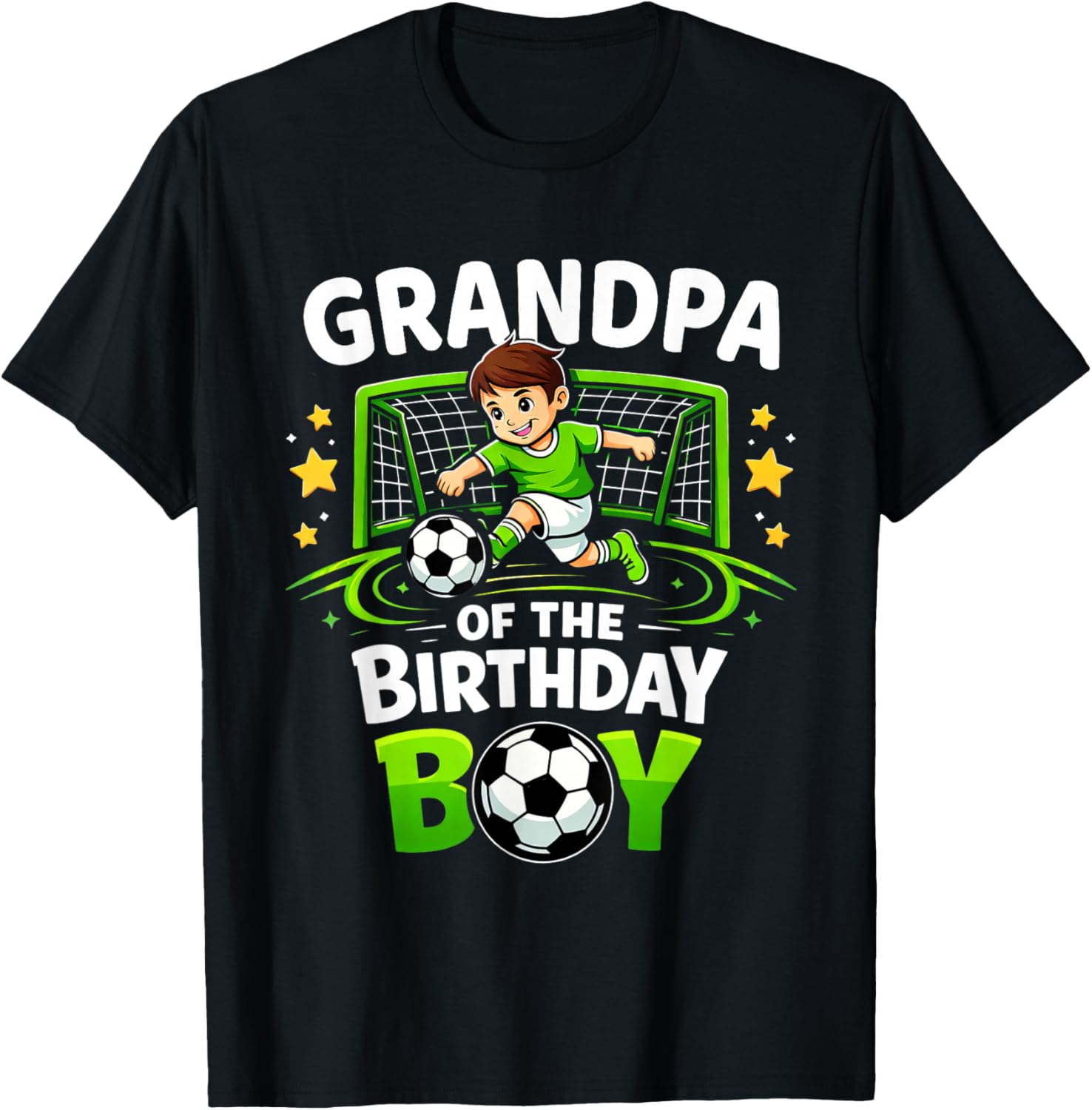 Grandpa of The Birthday Boy Soccer Ball Funny Soccer Grandpa T-Shirt - T-Shirt | Black