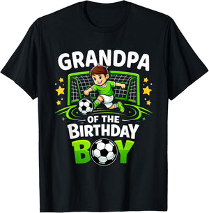 Grandpa of The Birthday Boy Soccer Ball Funny Soccer Grandpa T-Shirt - T-Shirt | Black