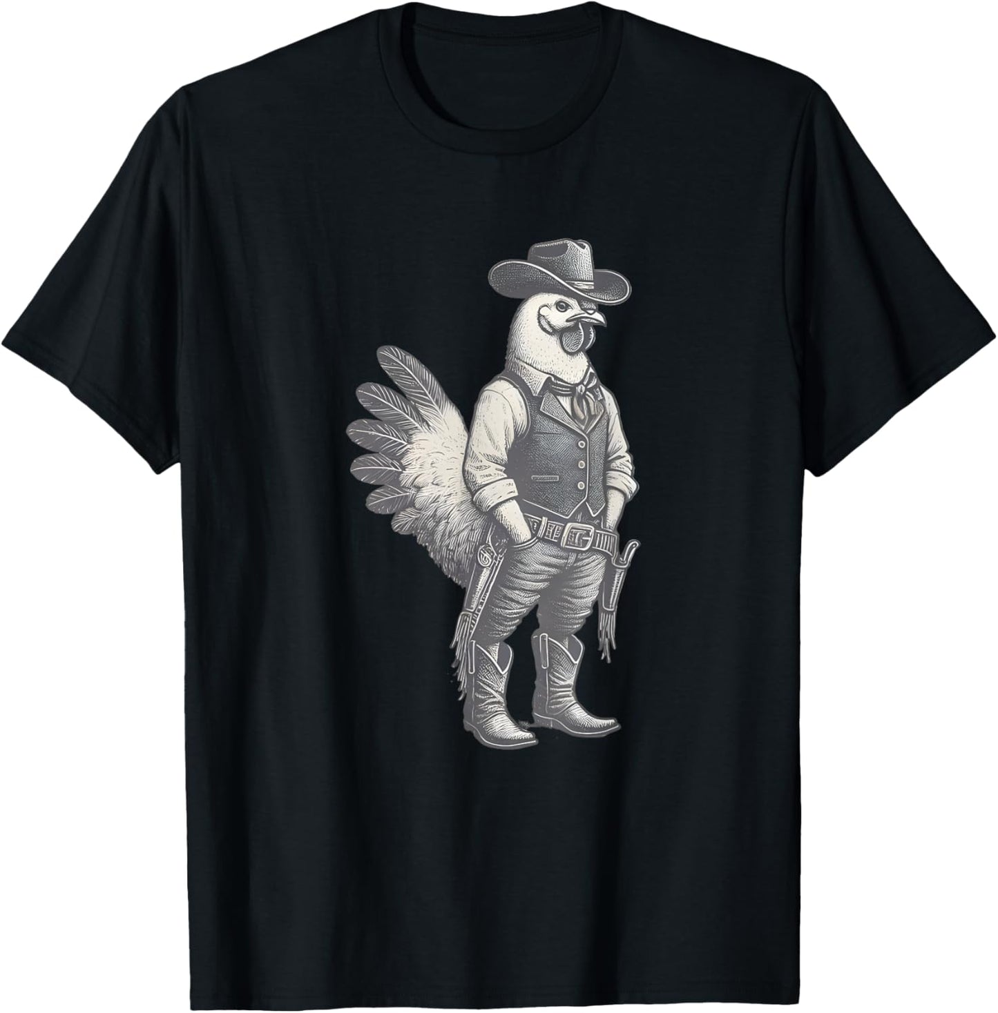 Vintage Rooster Cowboy Western Country T-Shirt - T-Shirt | Black