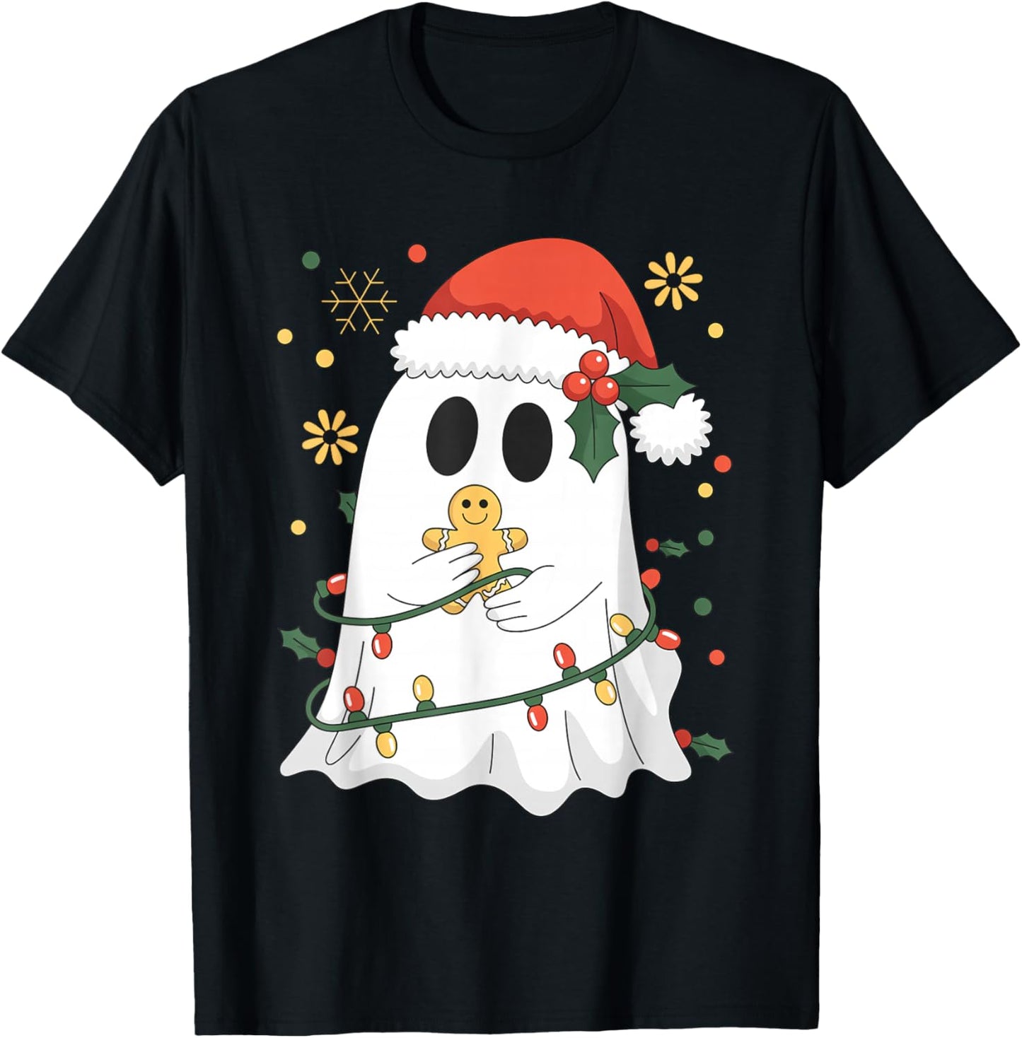 Ghost Christmas Santa Spooky Christmas T-Shirt - T-Shirt | Black