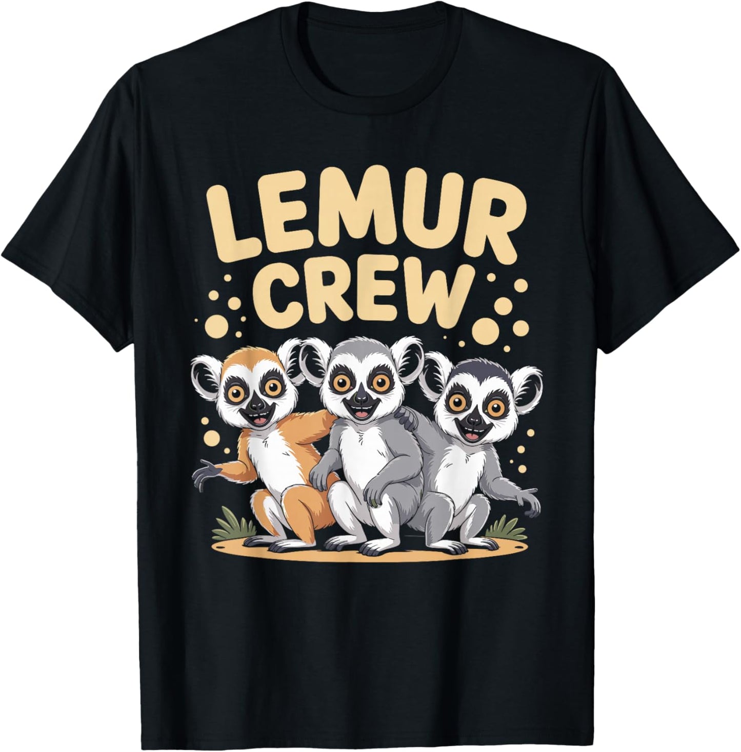 Lemur Crew Funny Cartoon Jungle Primate Kids Birthday Party T-Shirt - T-Shirt | Black