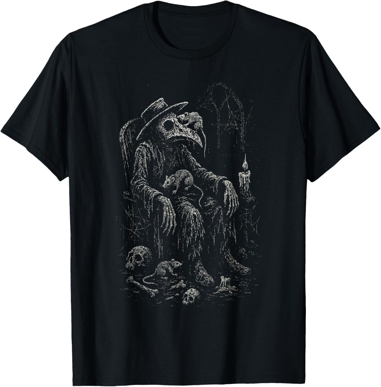 Plague Doctor Rats Horror Emo Goth Alt Deathcore Dark Art T-Shirt - T-Shirt | Black