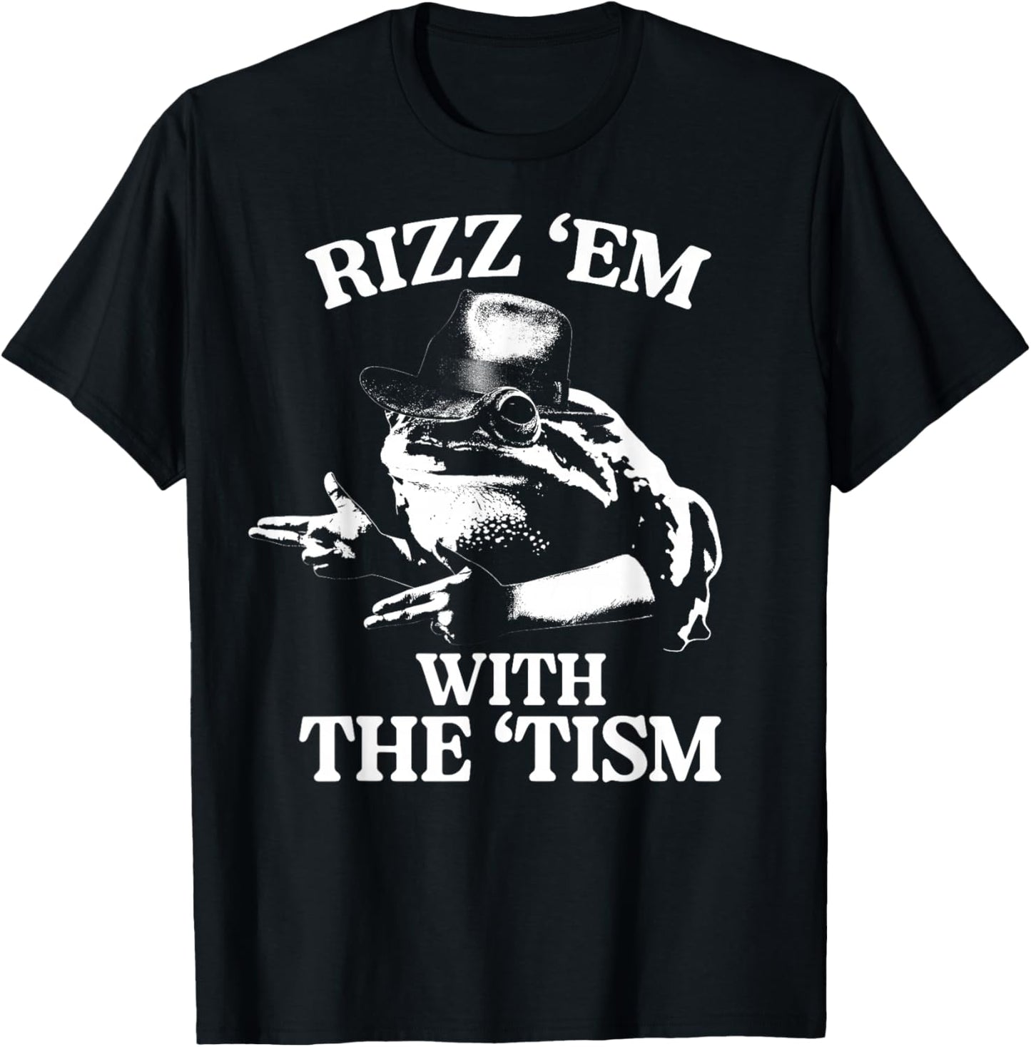 Rizz Em with The Tism Funny Meme Frog T-Shirt - T-Shirt | Black