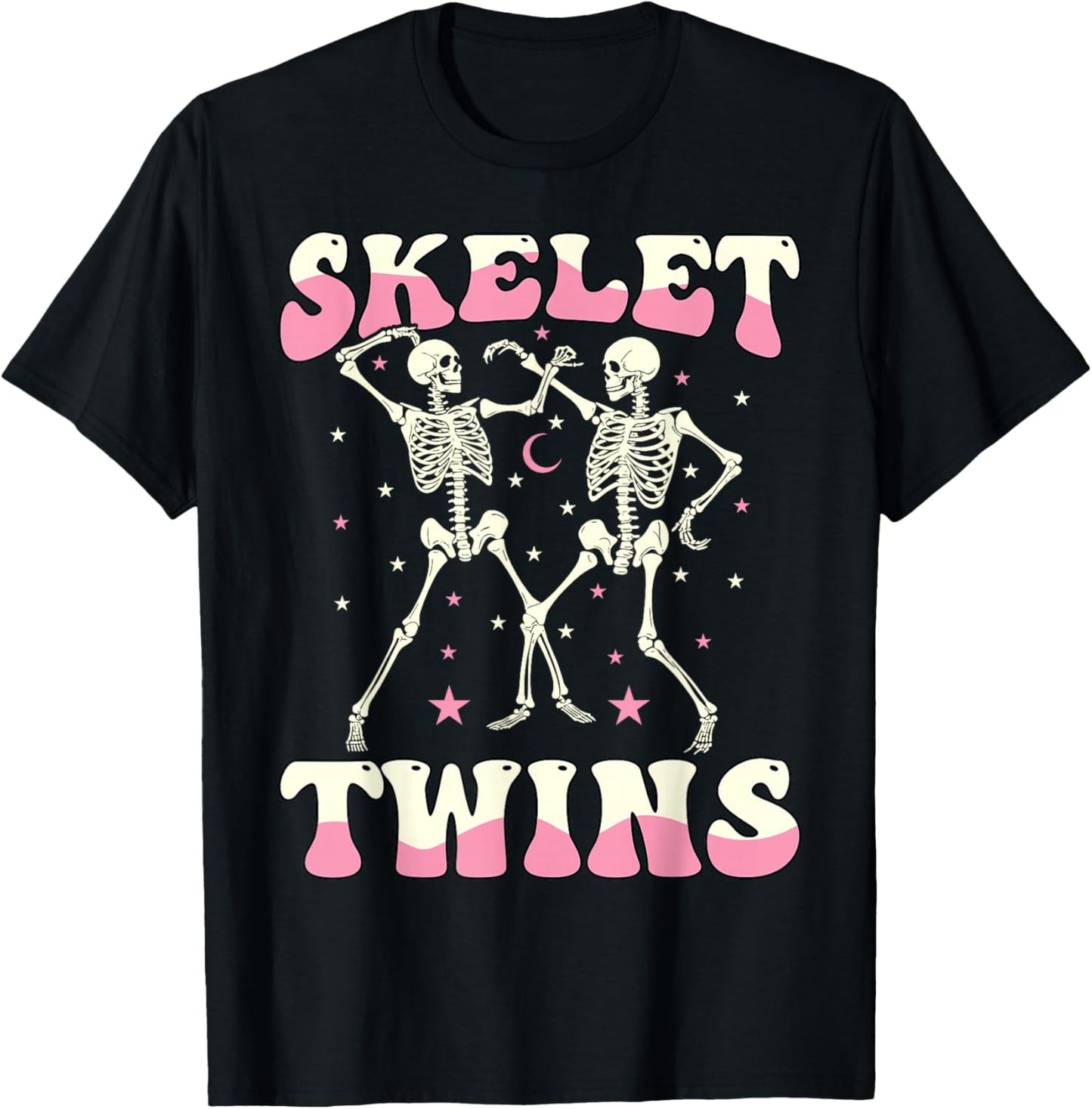Skeletwins Dancing Skeletons Matching Halloween Twin Girls T-Shirt - T-Shirt | Black