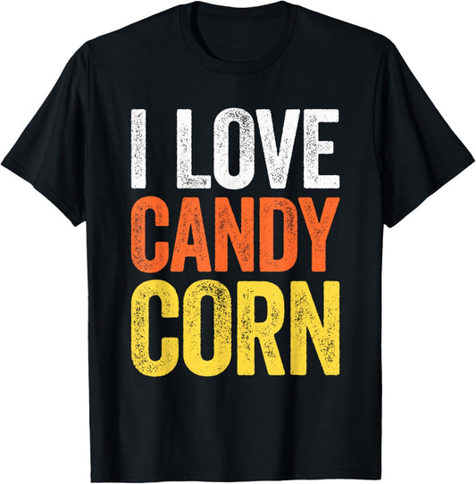 I Love Candy Corn Shirt Men Kids Women Halloween Costume T-Shirt - T-Shirt | Black