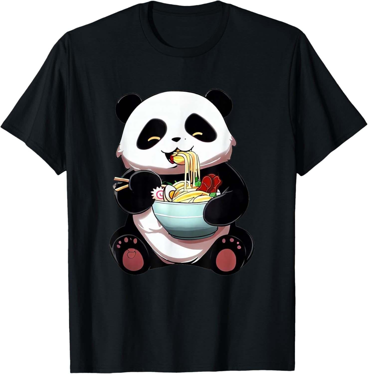 Kawaii Panda Ramen Cute Bear Japanese Noodle Animal T-Shirt - T-Shirt | Black