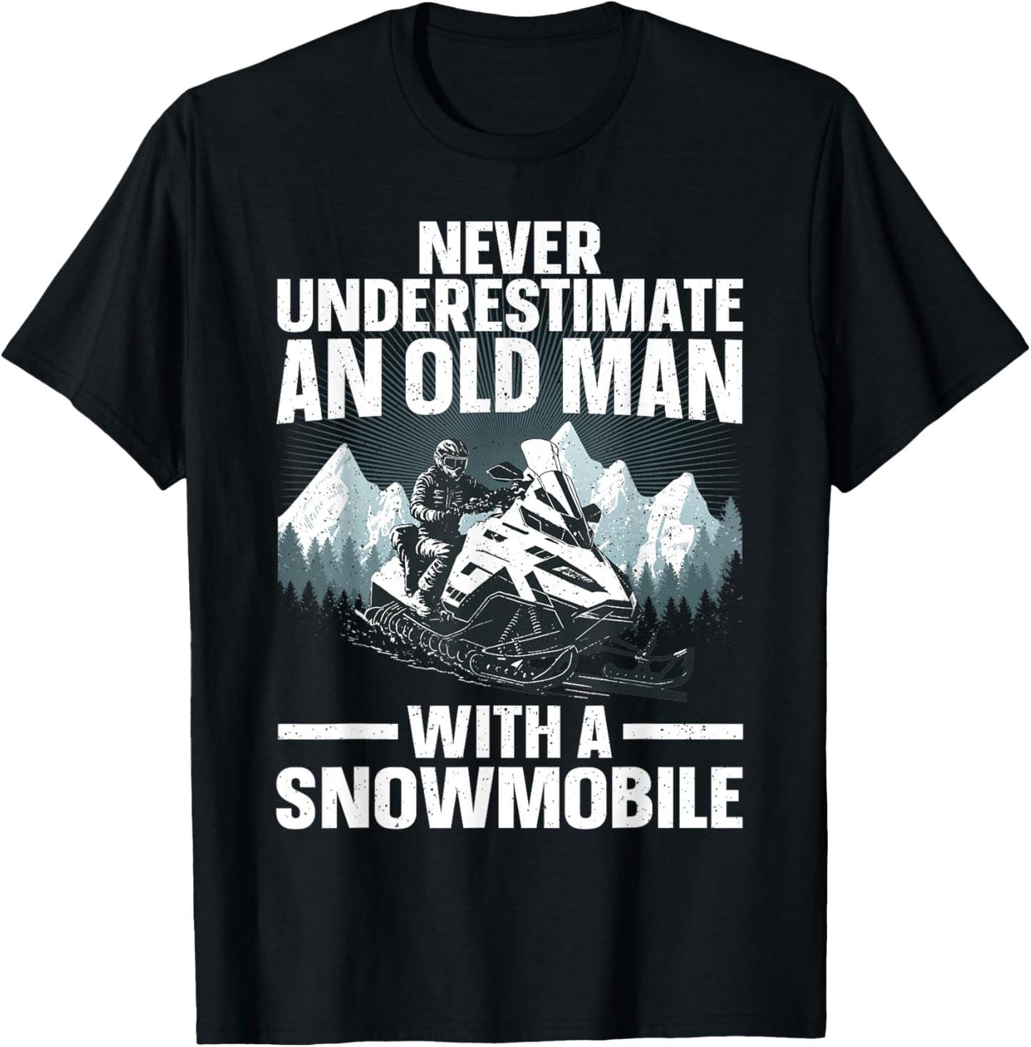 Snowmobile Art Grandpa Snowmobiling Snowmobile Lover T-Shirt - T-Shirt | Black