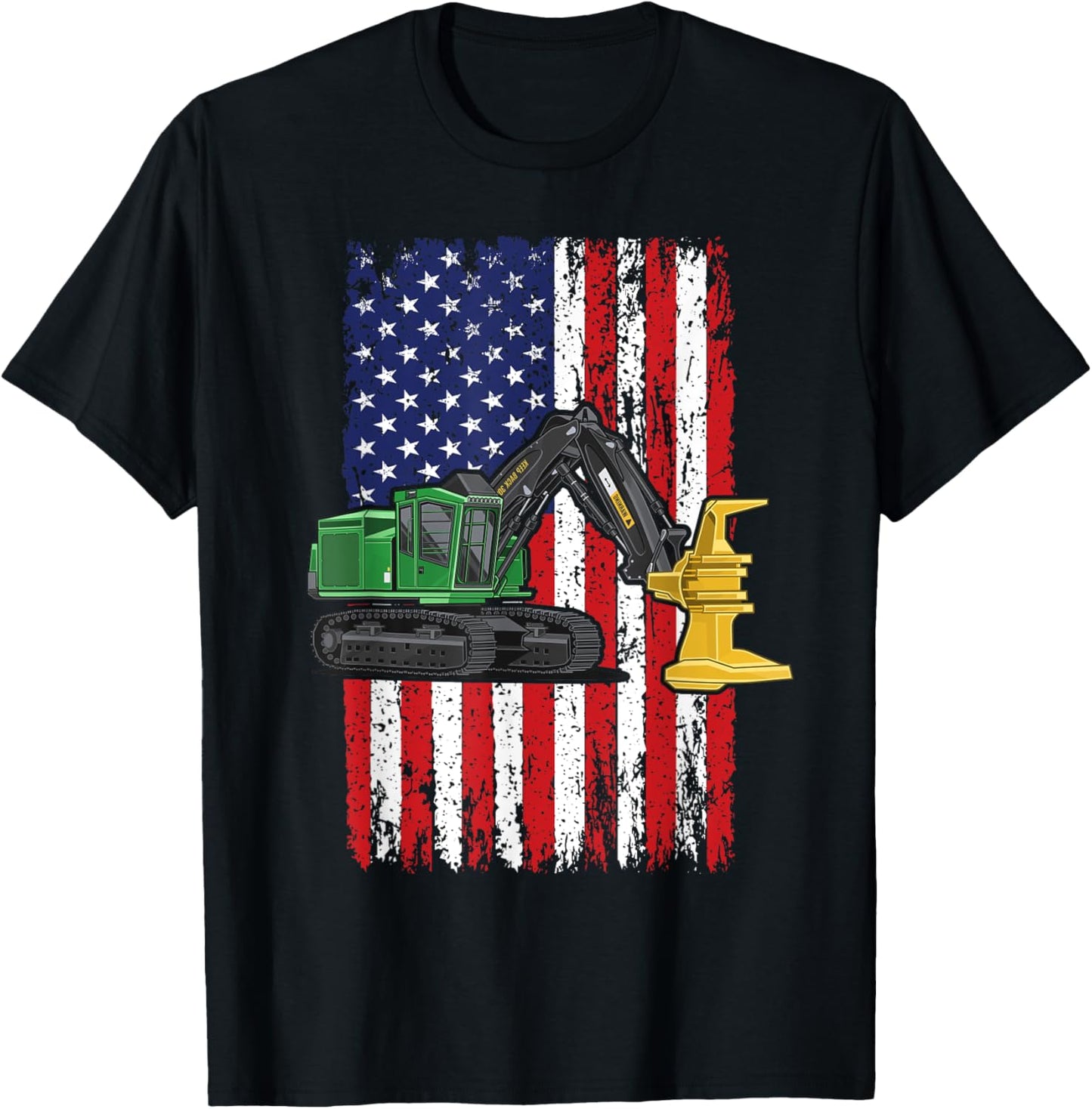 Feller Buncher Operator Machine 4th of July Men Women Logger T-Shirt - T-Shirt | Black