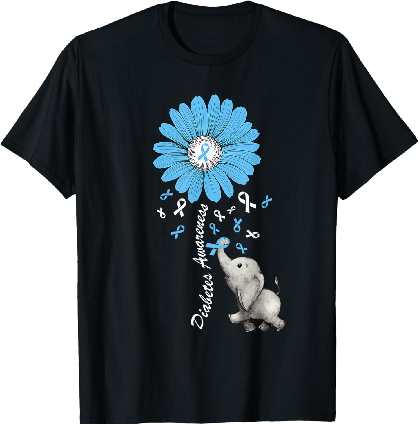 Diabetes Awareness Retro Elephant Diabetes Awareness 2024 T-Shirt - T-Shirt | Black