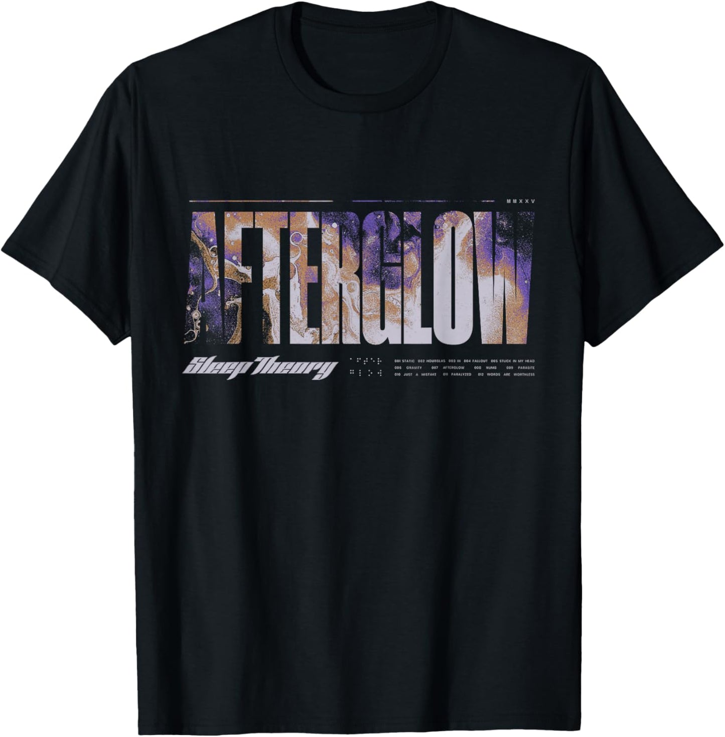 Sleep Theory - Official Merchandise - Afterglow Tracklist T-Shirt - T-Shirt | Black