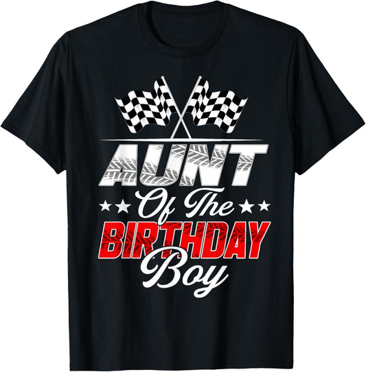Race Car Aunt of The Birthday Boy Racing Family Pit Crew T-Shirt - T-Shirt | Black