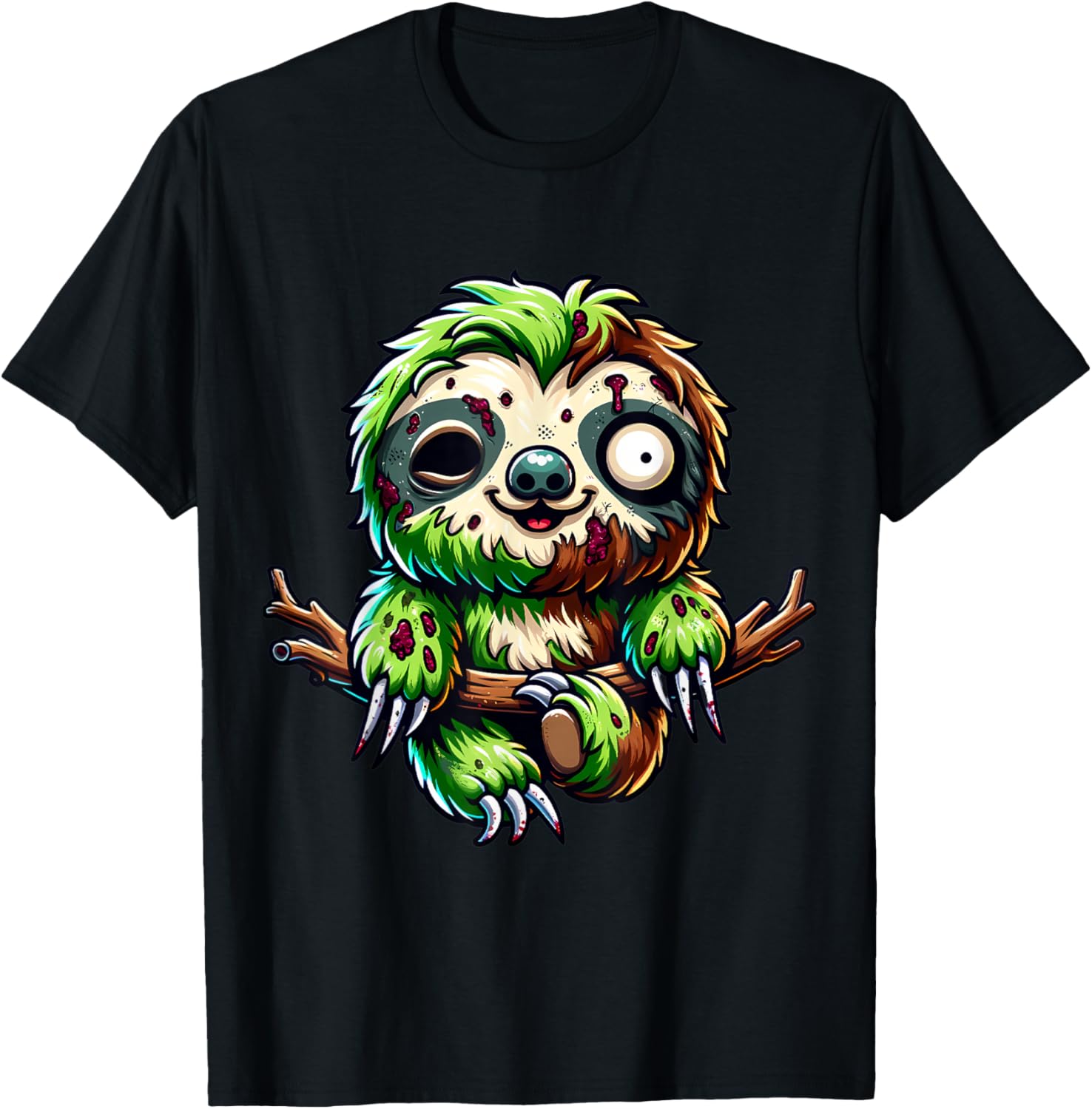 Sloth Zombie Halloween Animal Men Boys Women Girls T-Shirt - T-Shirt | Black