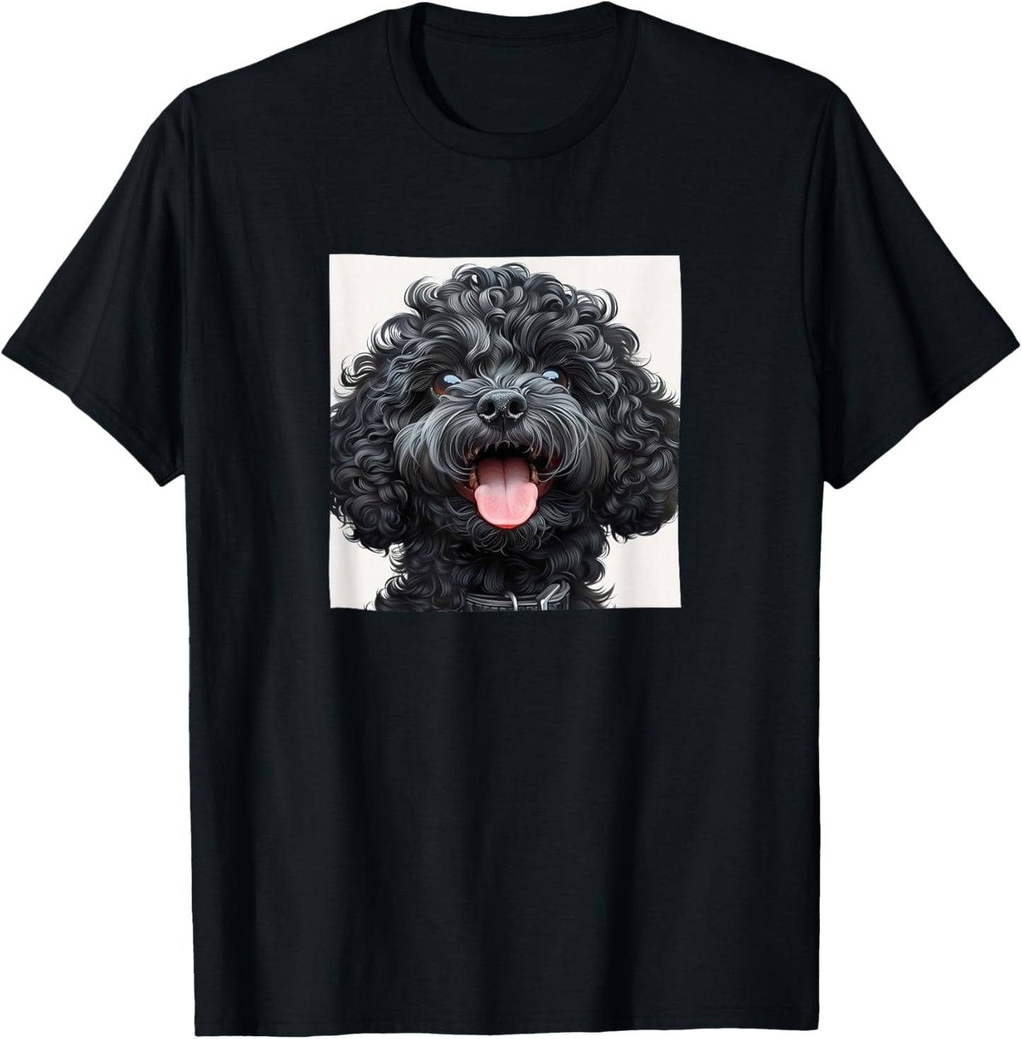 Black Poodle Puppy Laughing Graphic T-Shirt - T-Shirt | Black