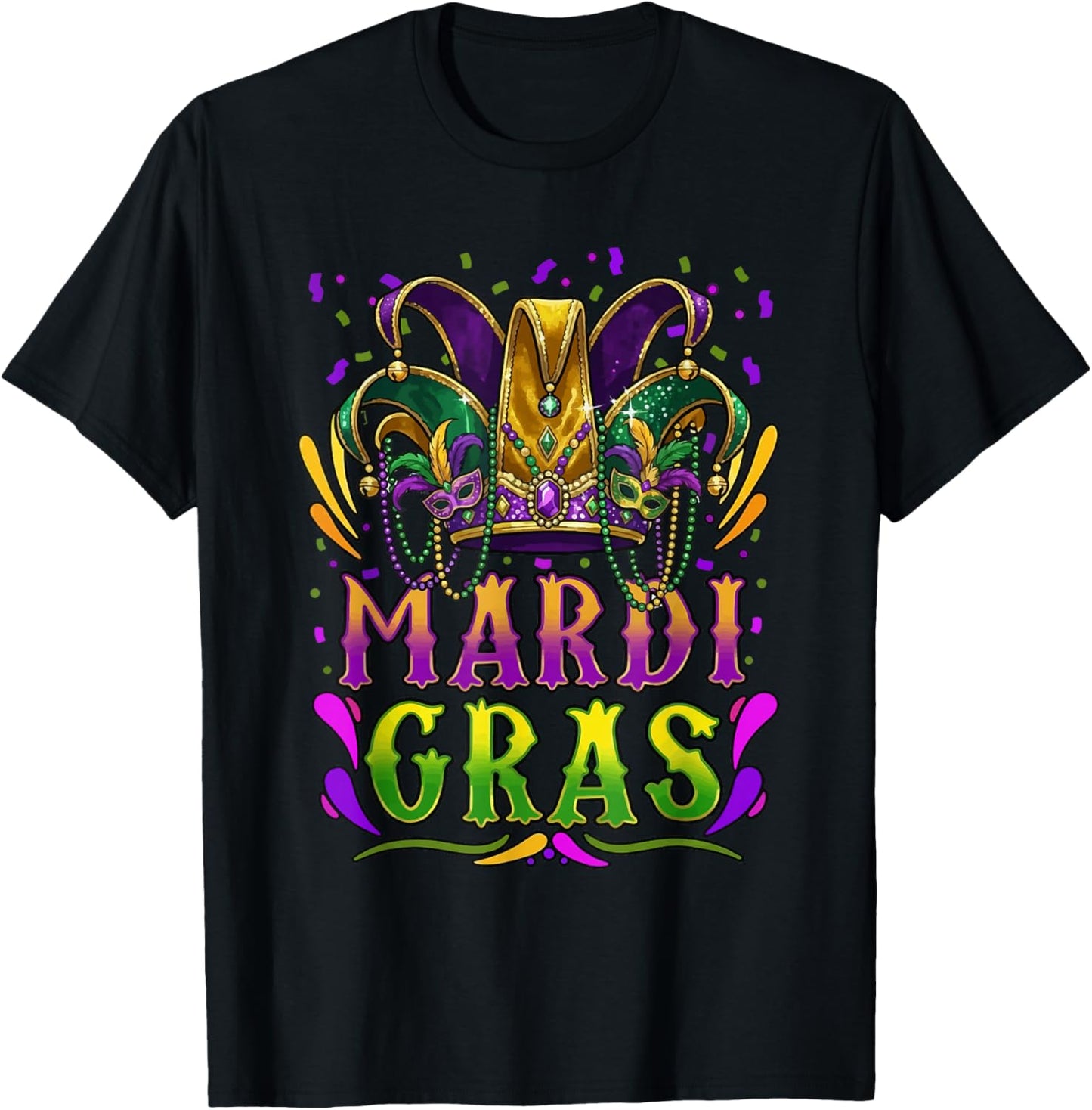 Mardi Gras Funny Carnival Hat Men Women Boys Girls T-Shirt - T-Shirt | Black