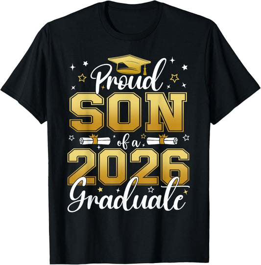 Proud Son of a Class of 2026 Graduate Senior Graduation T-Shirt - T-Shirt | Black