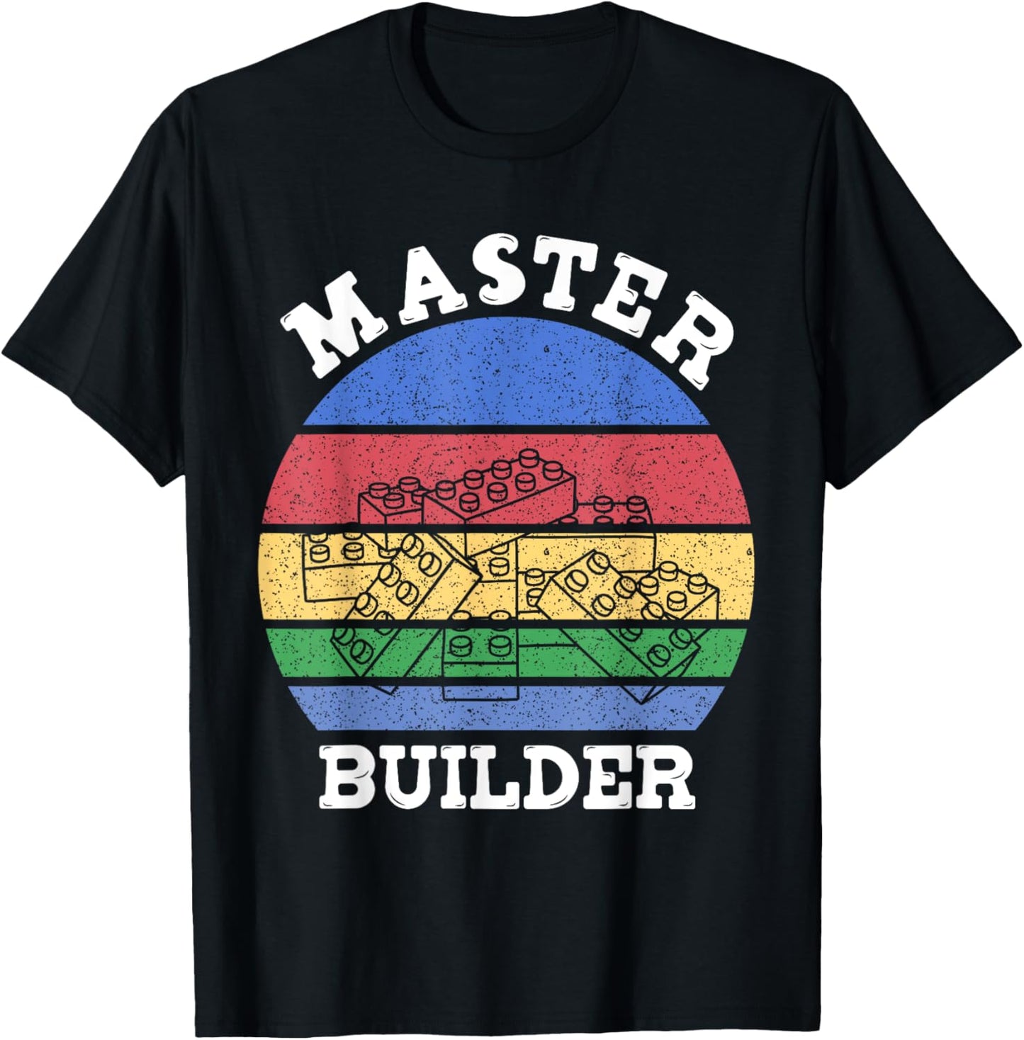 Master Builder Retro Vintage Kids Building Blocks Men Boys T-Shirt - T-Shirt | Black