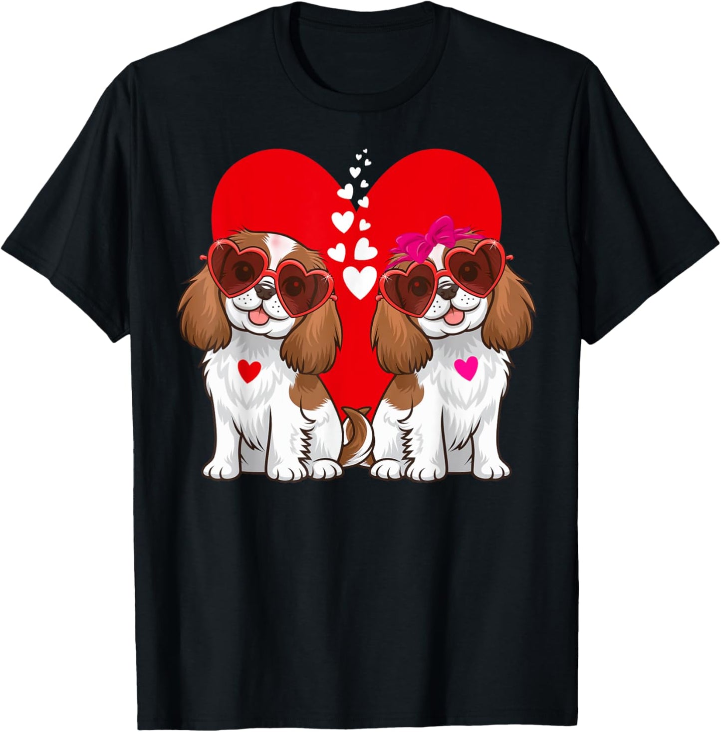 Cavalier King Charles Spaniel Dog Matching Couple Valentine T-Shirt - T-Shirt | Black