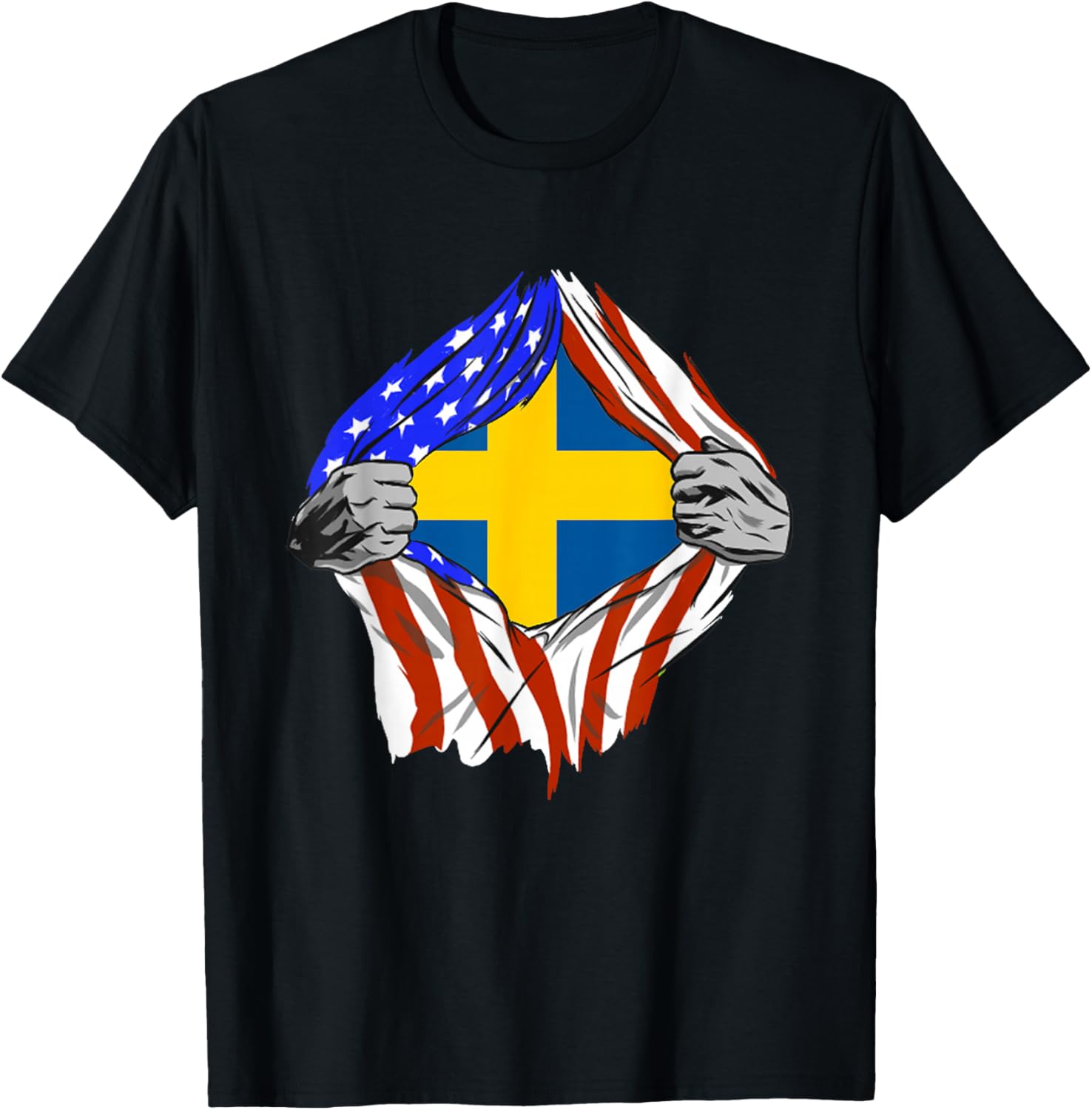 Sweden Flag Chest USA America Swedish Pride Swedish Roots T-Shirt - T-Shirt | Black