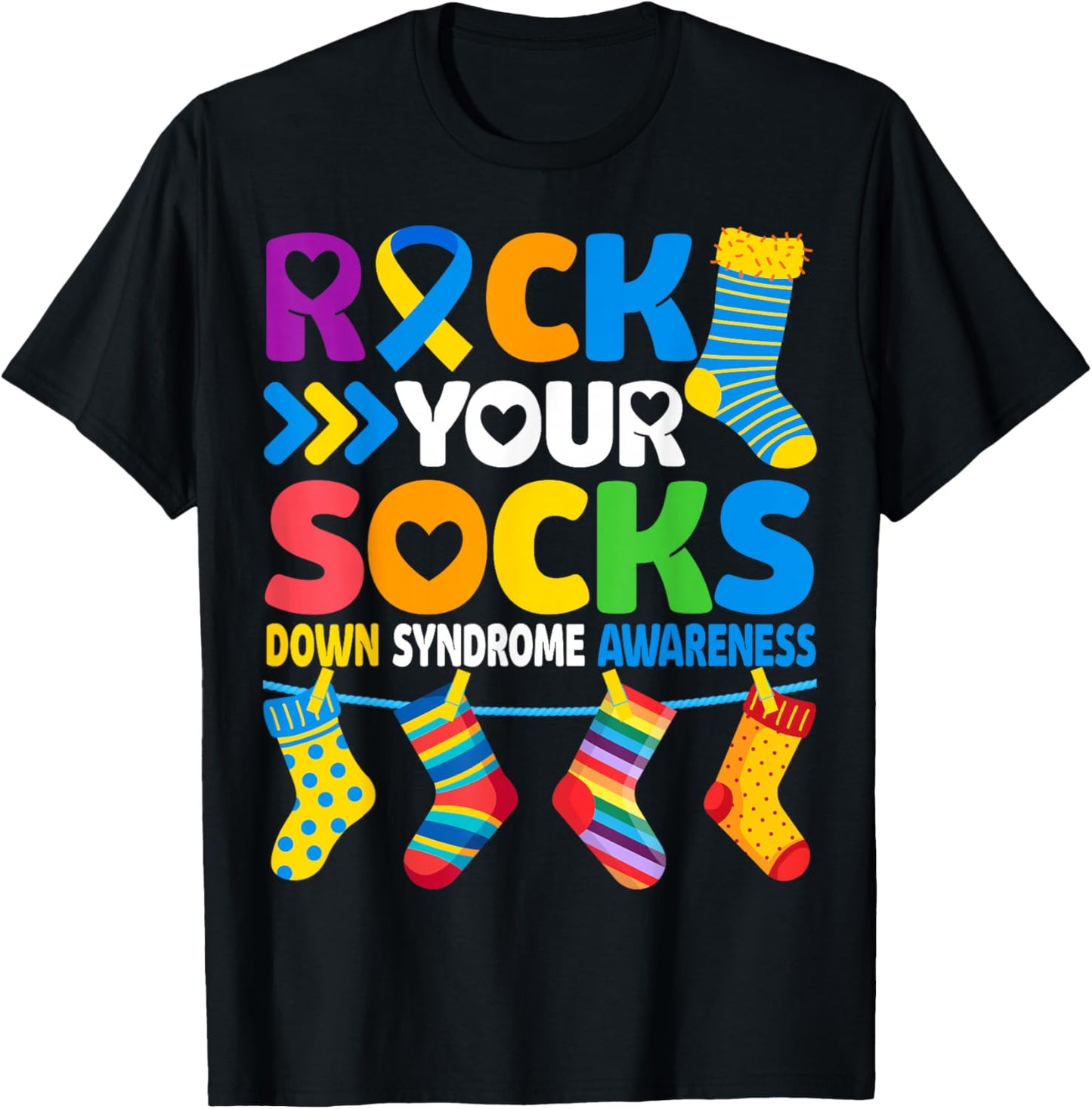 World Down Syndrome Awareness Rock Your Socks Men Women Kids T-Shirt - T-Shirt | Black