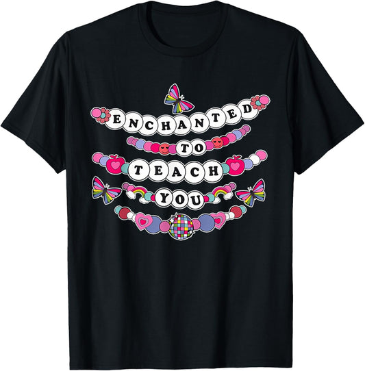 Enchanted To Teach You Teacher Sayings Back To School T-Shirt - T-Shirt | Black