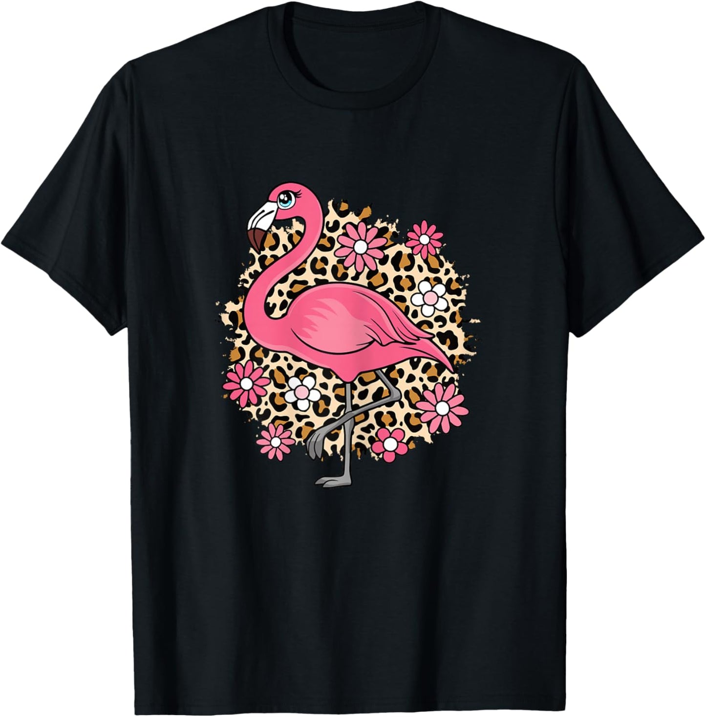 Cute Flamingo Lover Women Girls Kids T-Shirt - T-Shirt | Black