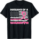 Pink Ribbon American Flag Husband Of A Warrior Breast Cancer T-Shirt - T-Shirt | Black