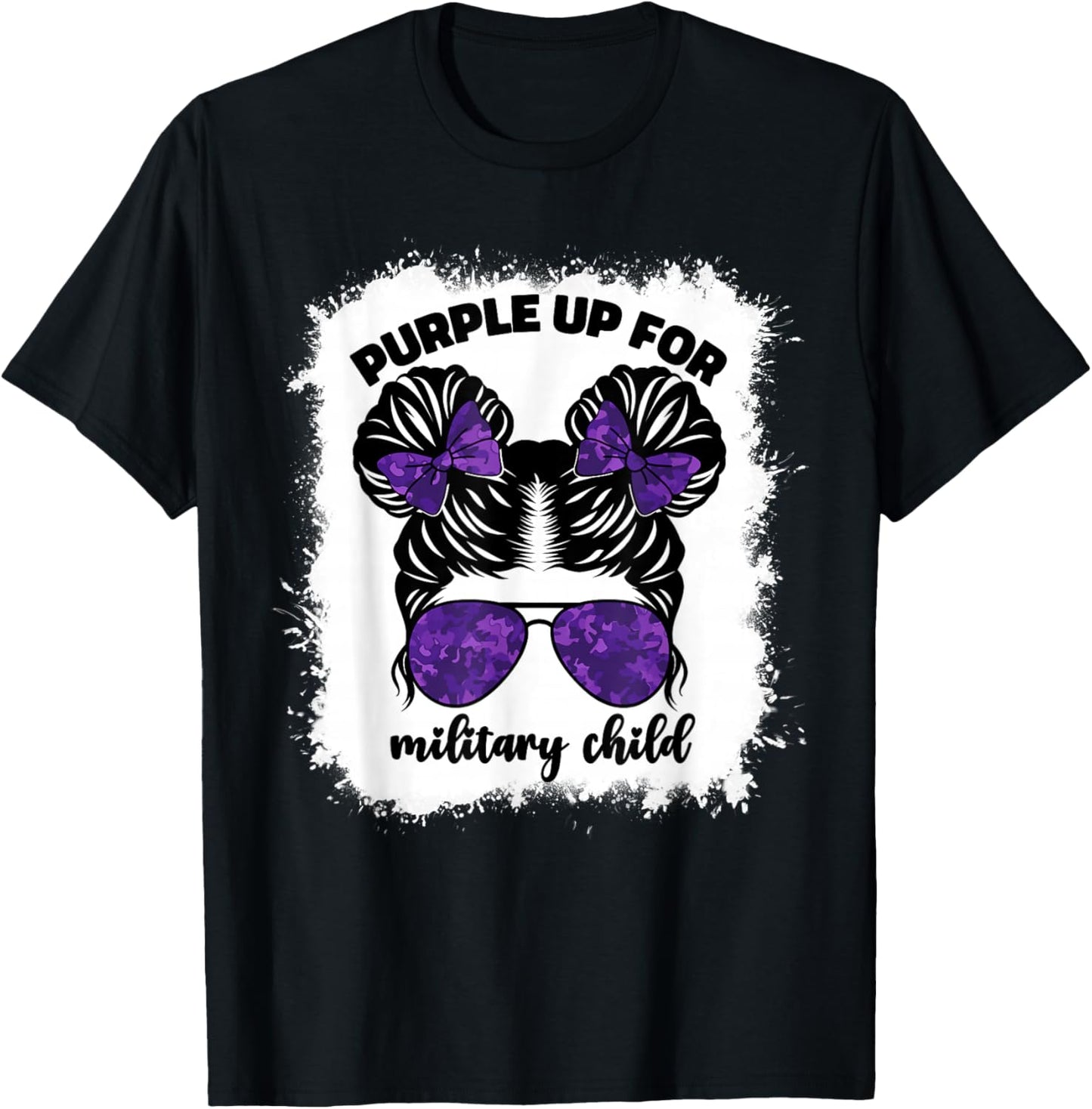 Purple Up For Military Kids Girls Month Of Military Child T-Shirt - T-Shirt | Black