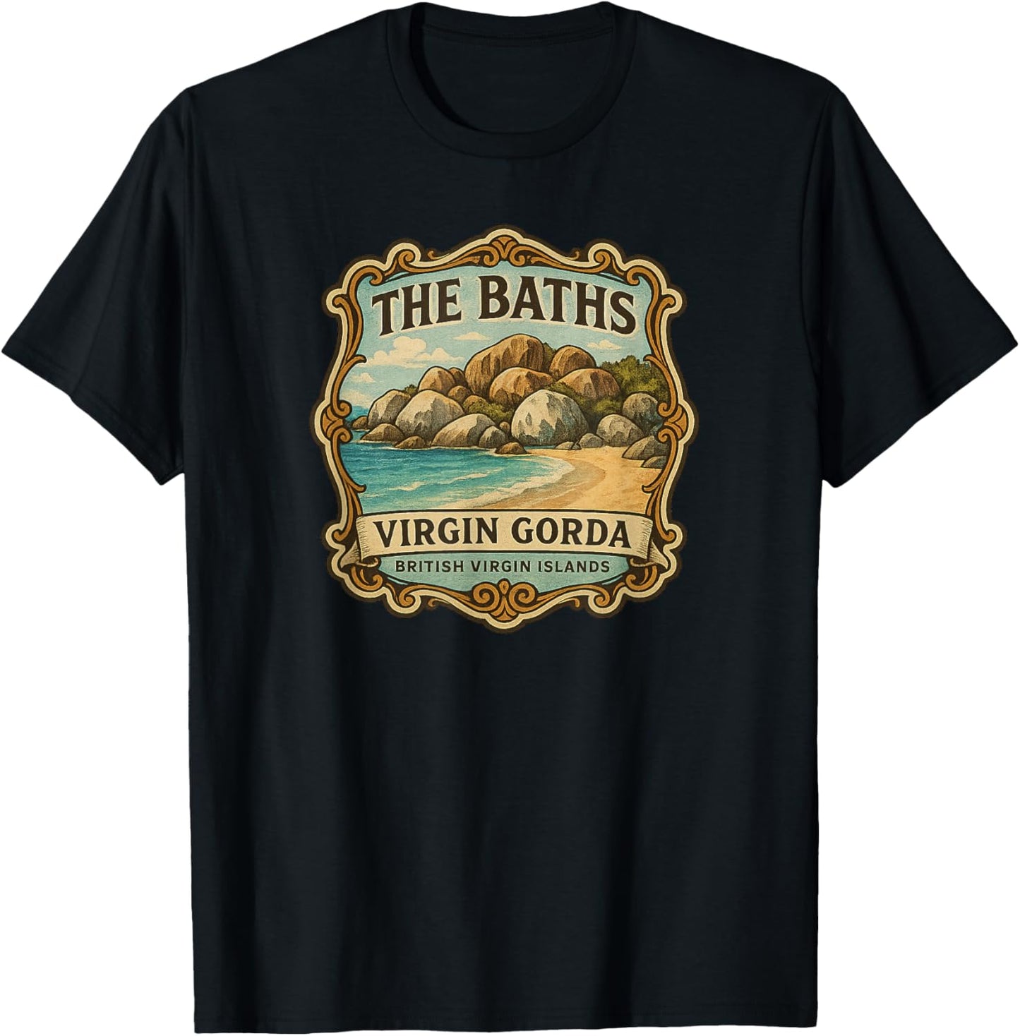 The Baths, Virgin Gorda, BVI (British Virgin Islands) T-Shirt - T-Shirt | Black