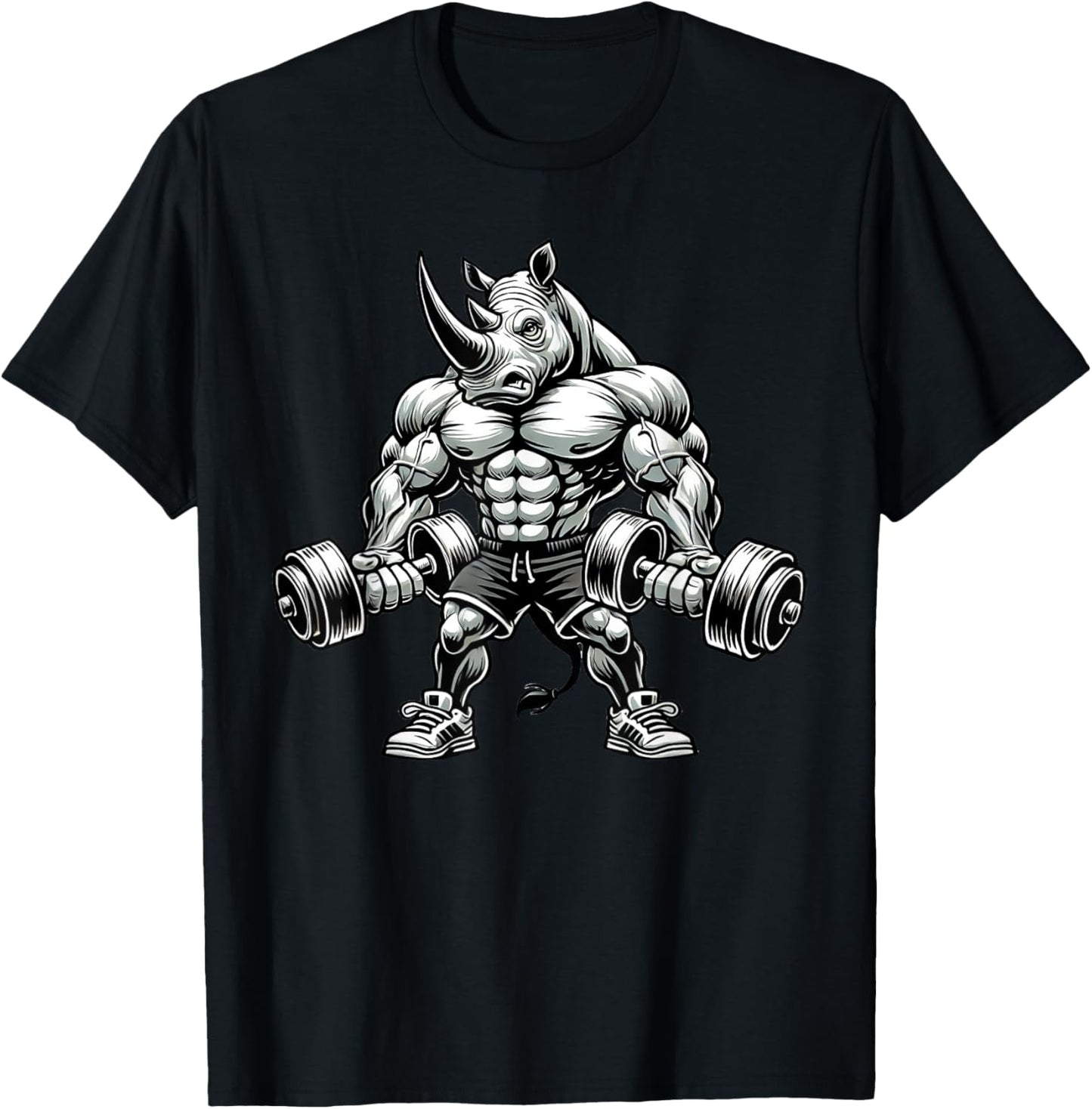 Rhino Powerlifting Weightlifting Gym Workout T-Shirt - T-Shirt | Black