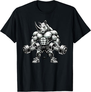 Rhino Powerlifting Weightlifting Gym Workout T-Shirt - T-Shirt | Black