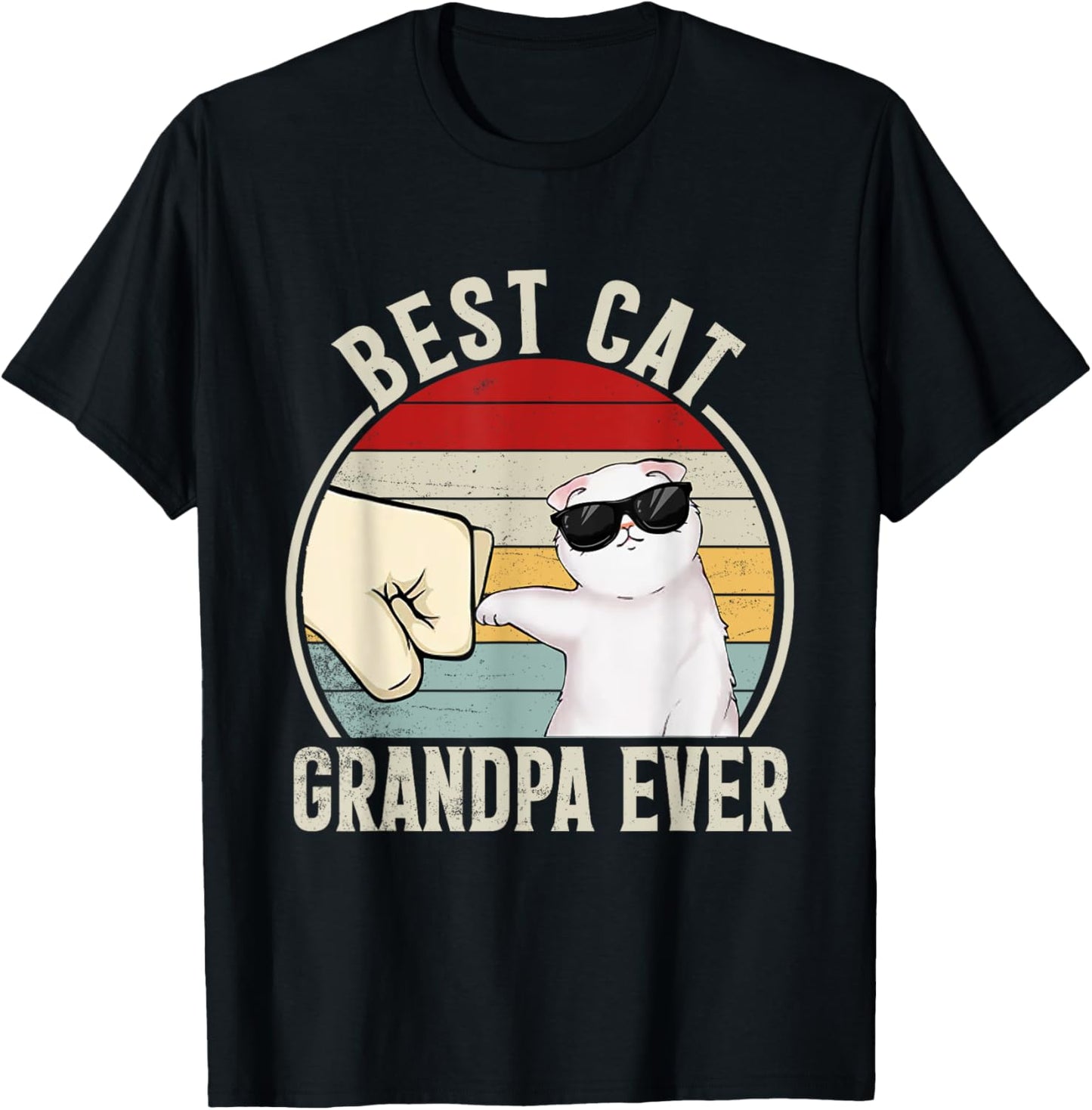 Retro Best Cat Grandpa Ever Funny Fist Bump Granddad Women T-Shirt - T-Shirt | Black