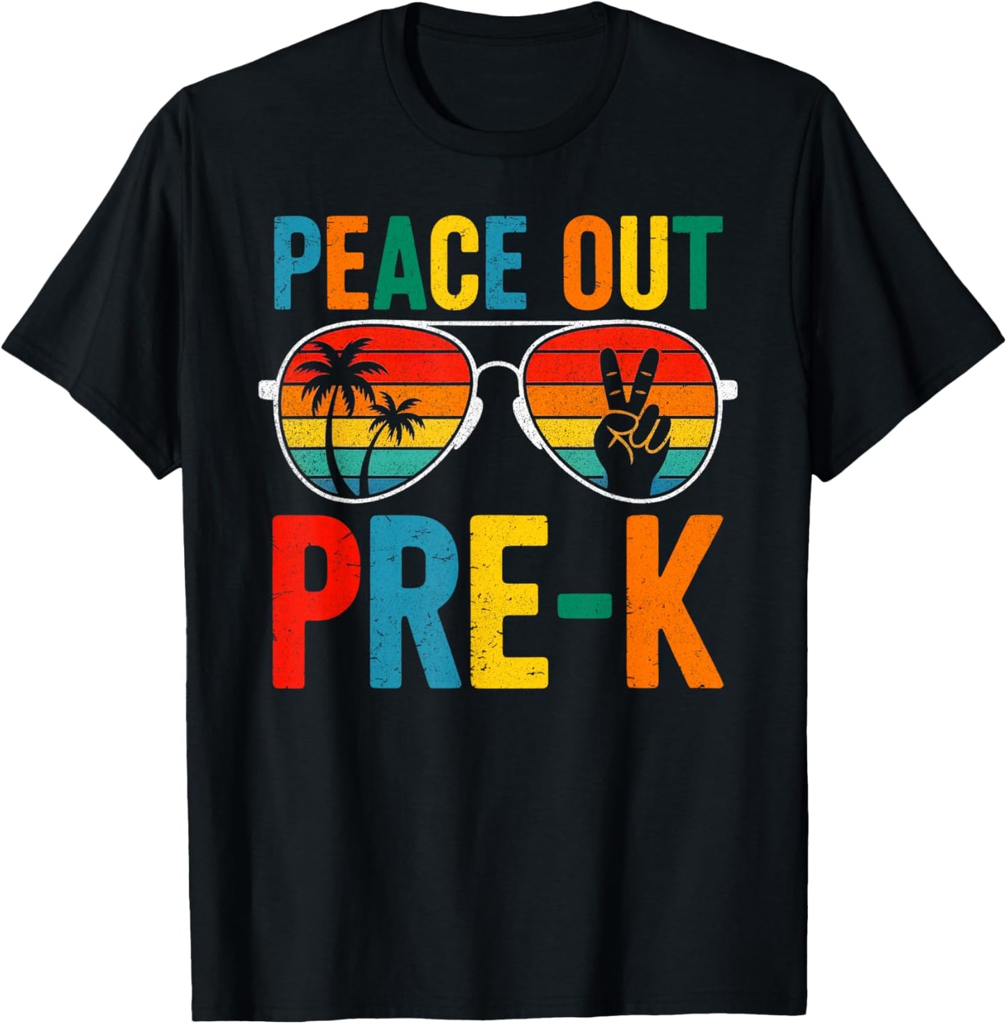 Peace Out PreK Preschool Retro Graduation Last Day of School T-Shirt - T-Shirt | Black