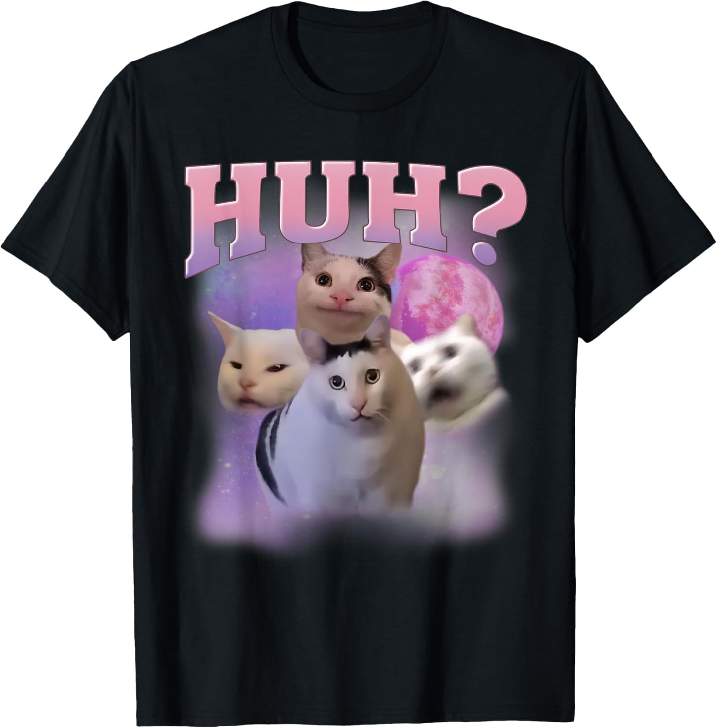Funny Meme Huh Cat Shirt Cat Lovers Humor Women T-Shirt - T-Shirt | Black