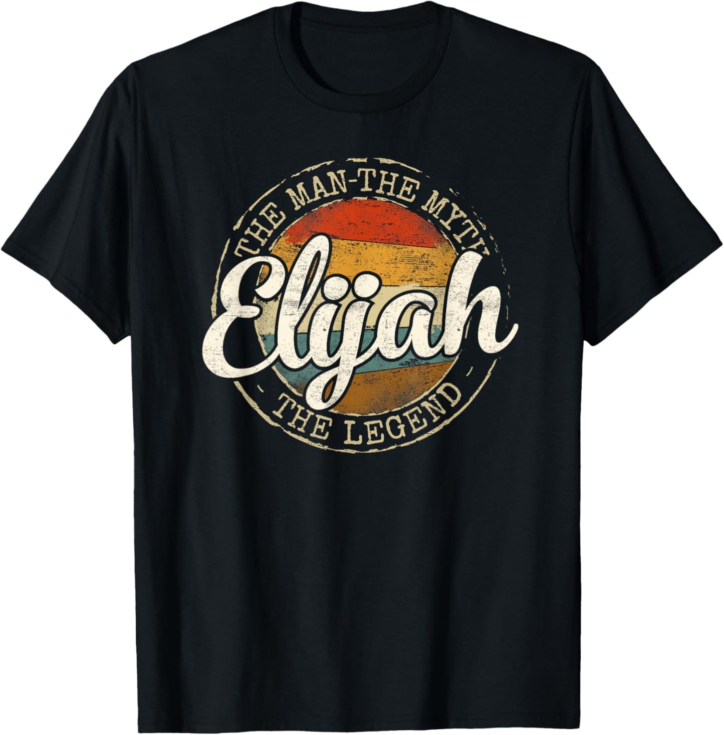 Elijah The Man The Myth The Legend Vintage Personalized Name T-Shirt - T-Shirt | Black
