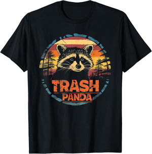 Raccoon Trash Panda - Retro 70s 80s Graphic Vintage Funny T-Shirt - T-Shirt | Black