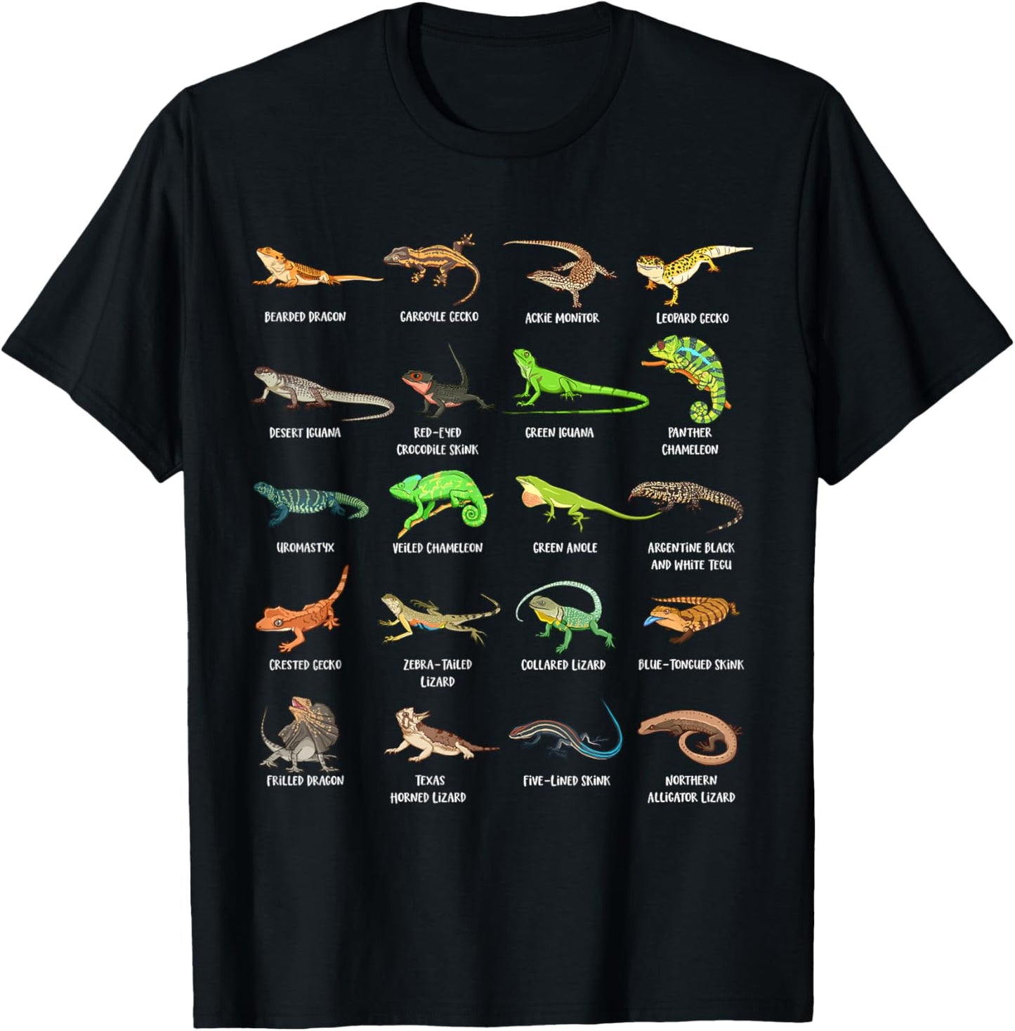 Exotic Lizards and Reptiles - Types of Lizards T-Shirt - T-Shirt | Black