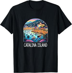 Catalina Island - California Avalon Bay Sunset T-Shirt - T-Shirt | Black