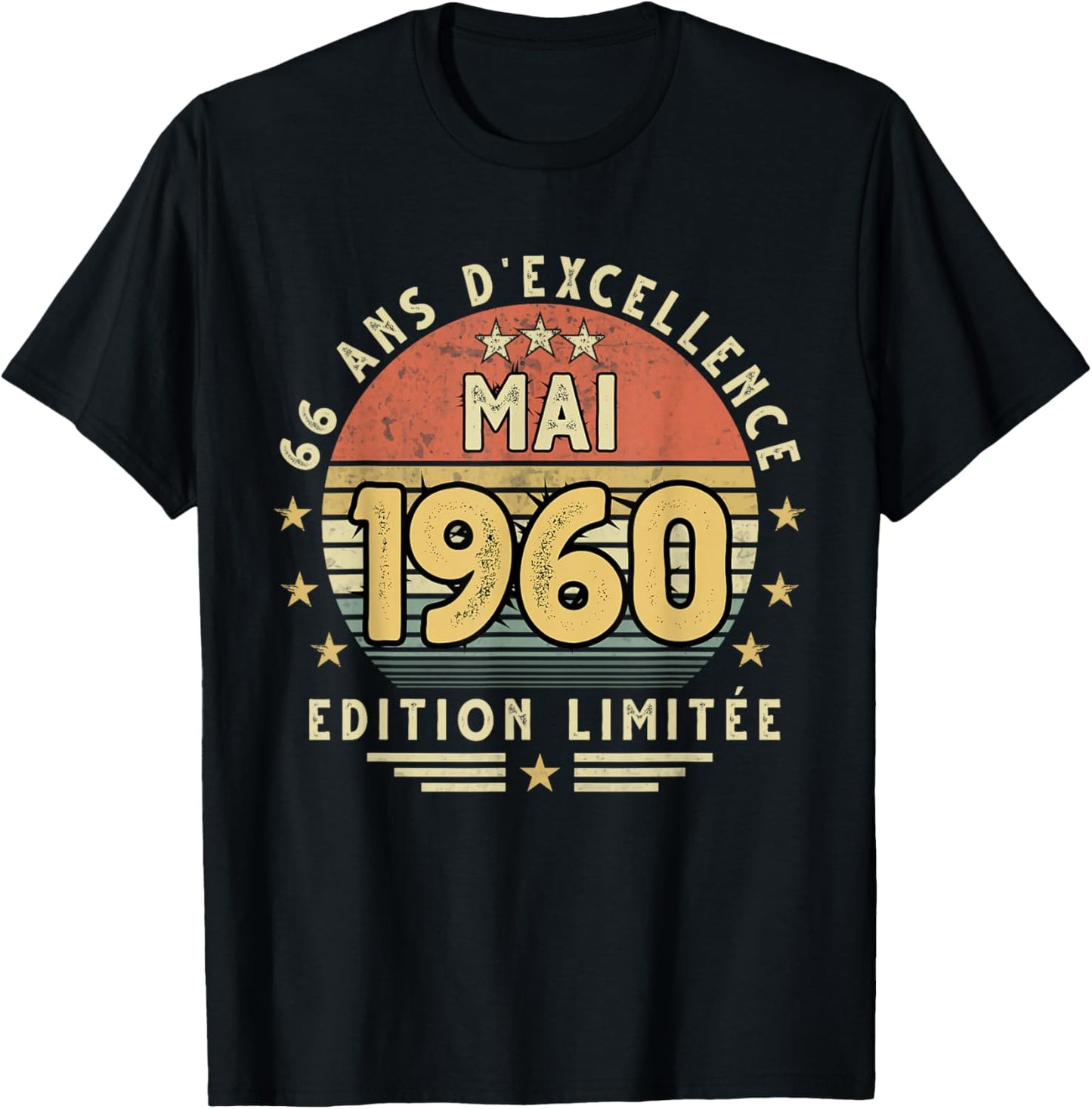 Mai 1960 Cadeau Anniversaire Mai 1960 66 Ans Homme Femme T-Shirt - T-Shirt | Black