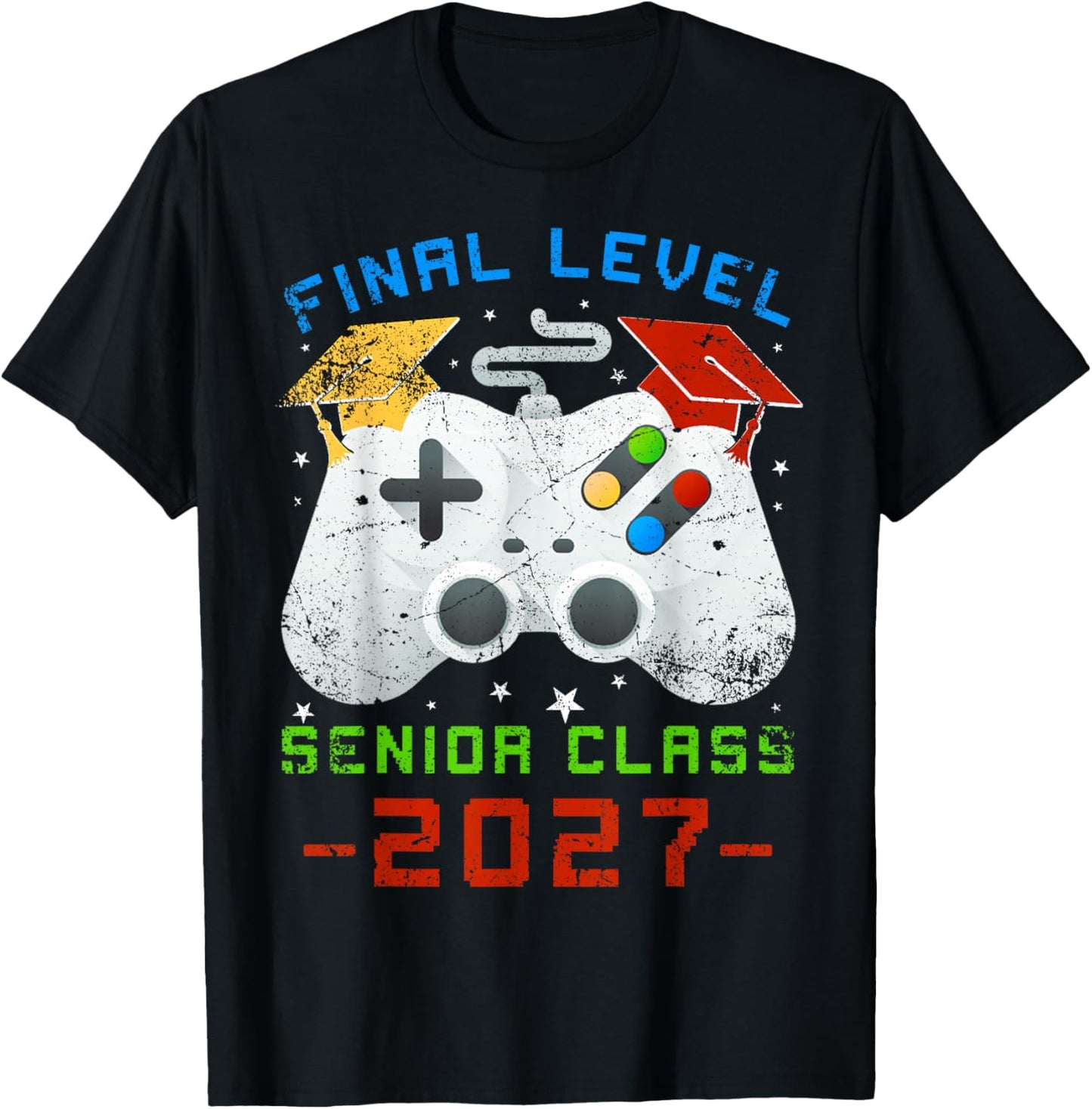 Senior 2027 Video Game Gamer Class of 2027 Graduation Grad T-Shirt - T-Shirt | Black