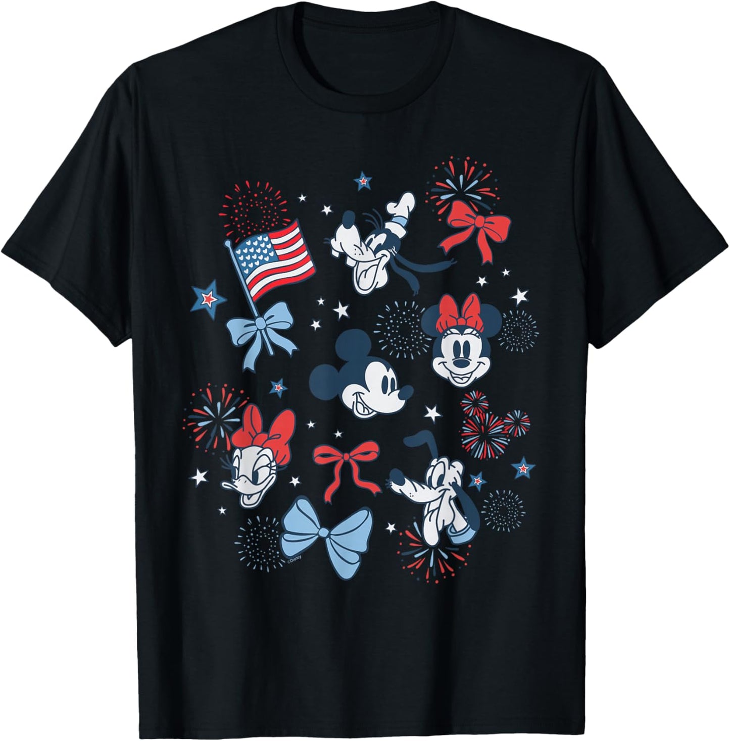 Disney Mickey & Friends Americana Coquette Fireworks July 4 T-Shirt - T-Shirt | Black